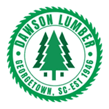 A green and white logo for dawson lumber.